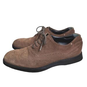 Tod's light brown suede leather wingtip derby lace up dress shoe mens 7.5 / 6 UK